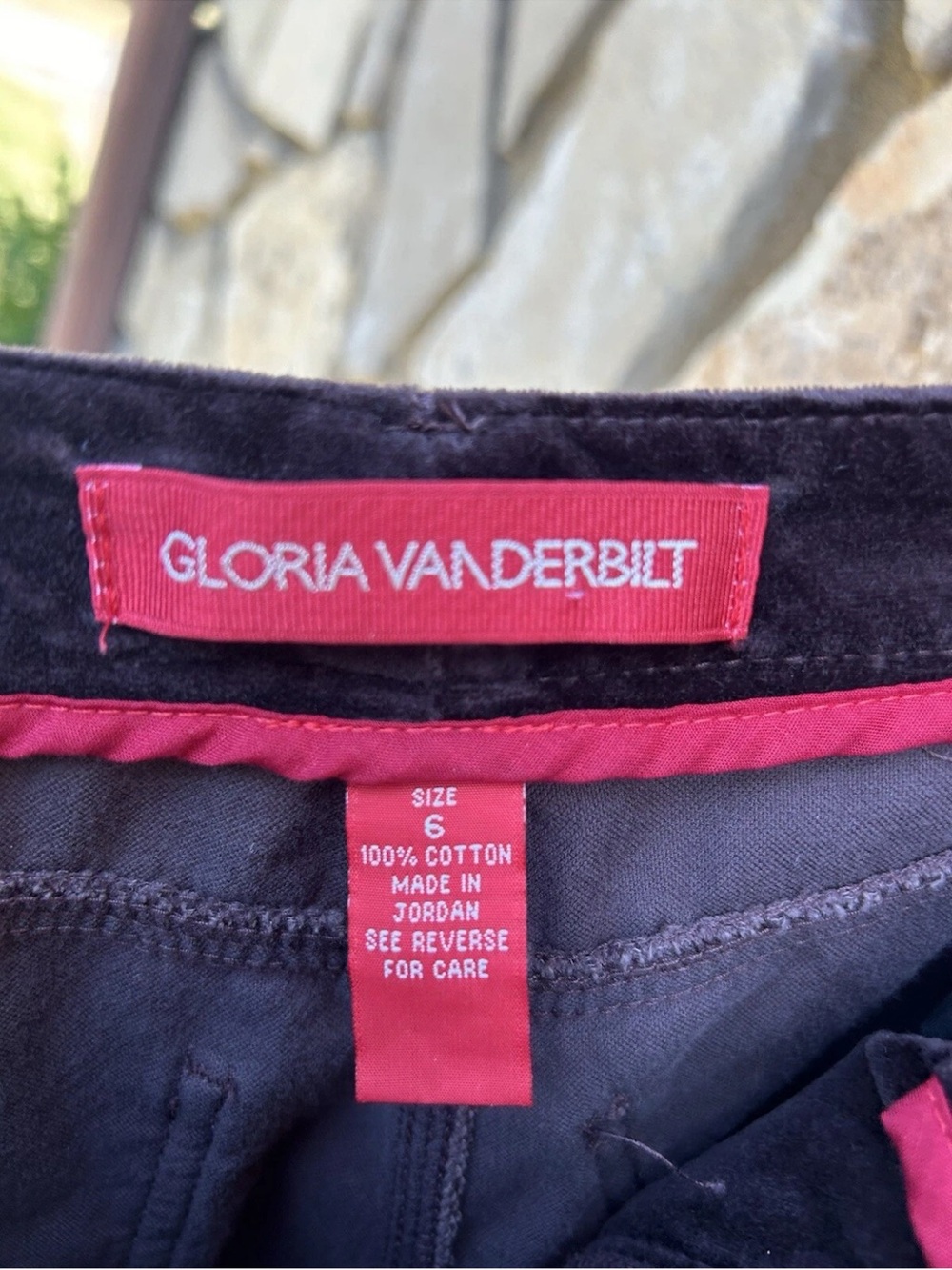 Gloria Vanderbilt Velvet Jeans Size 6 Brown Straight Leg 5 Pocket Excellent - Picture 8 of 8